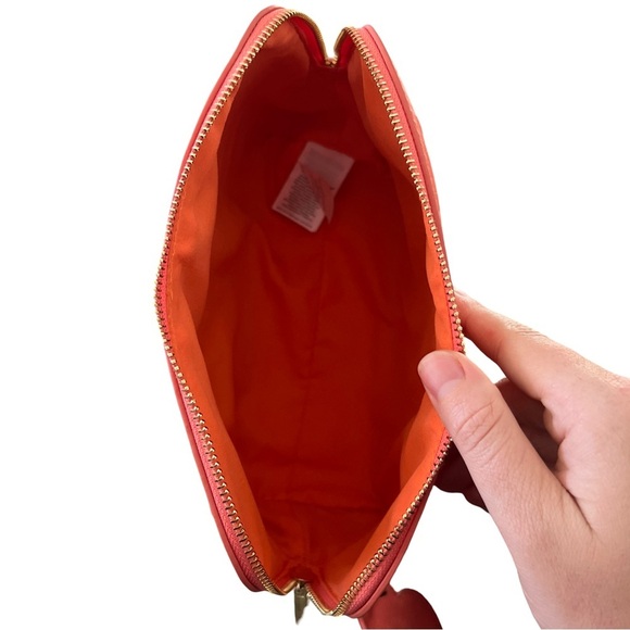 Coral Leather Makeup Cosmetic Travel Bag - Picture 6 of 9